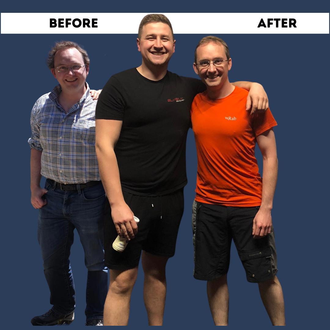 Before-and-after transformation of Jack, competitive BJJ athlete in Edinburgh
